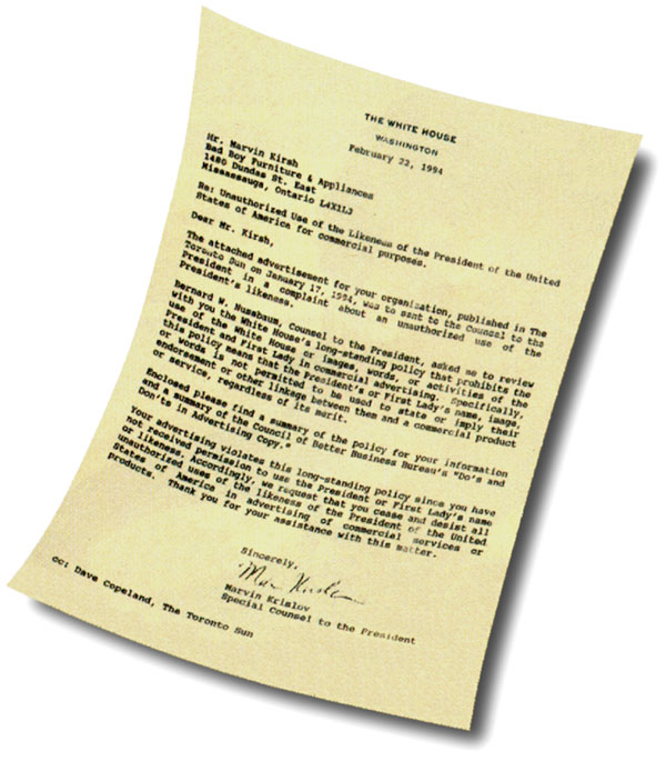 The White House Letter To Bad Boy